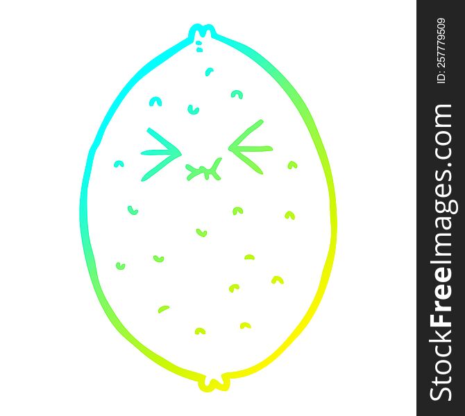cold gradient line drawing of a cartoon bitter lemon