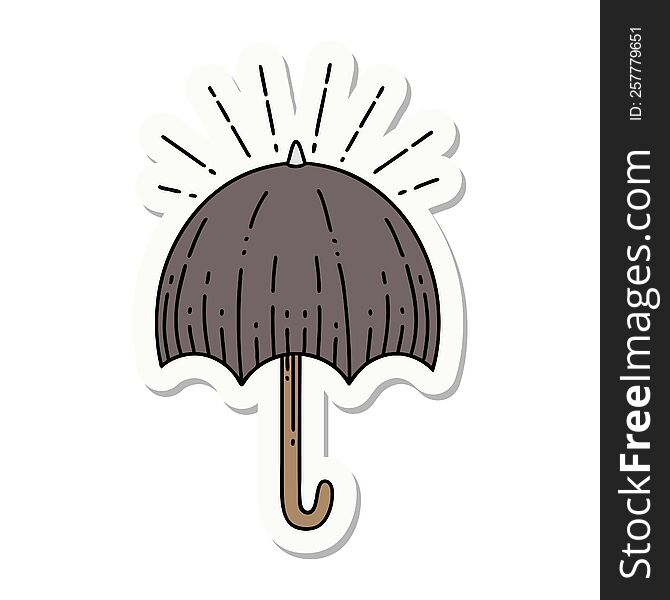Sticker Of Tattoo Style Open Umbrella