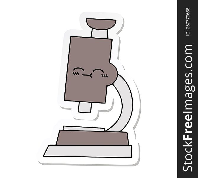 sticker of a cute cartoon microscope