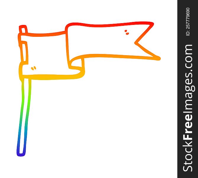 rainbow gradient line drawing of a cartoon flag waving in wind