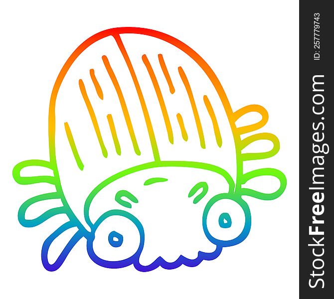 rainbow gradient line drawing of a cartoon huge beetle