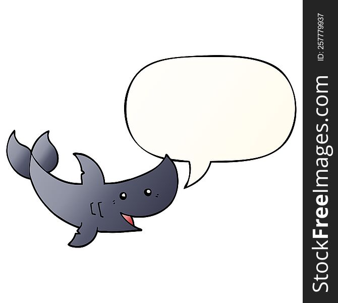 Cartoon Shark And Speech Bubble In Smooth Gradient Style