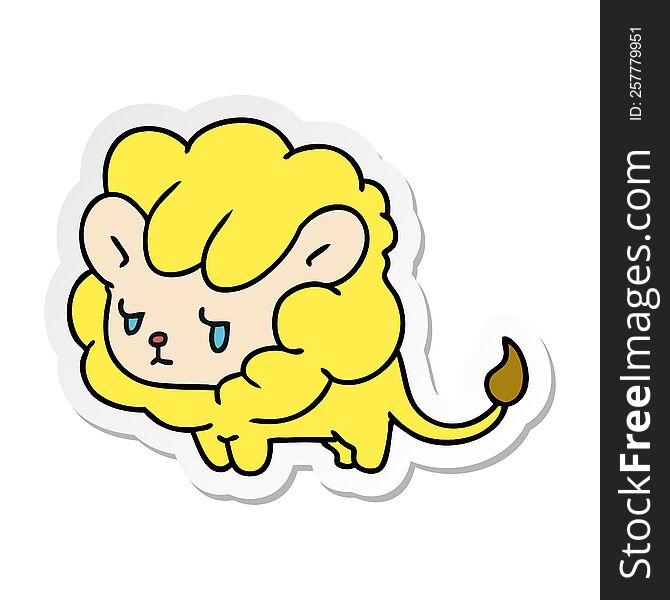 sticker cartoon illustration kawaii cute lion cub. sticker cartoon illustration kawaii cute lion cub