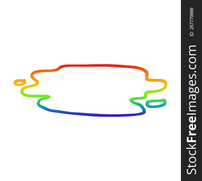 rainbow gradient line drawing of a cartoon wet puddle