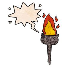 Cartoon Flaming Chalice And Speech Bubble In Retro Texture Style Royalty Free Stock Images