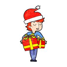 Cartoon Woman With Gifts Royalty Free Stock Photos