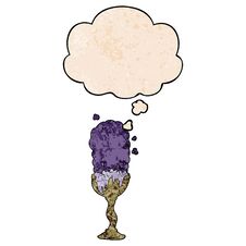 Cartoon Potion Goblet And Thought Bubble In Grunge Texture Pattern Style Stock Image Cartoon Potion Goblet And Thought Bubble In Grunge Texture Pattern Style Stock Image