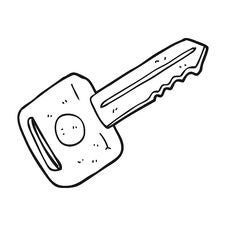 Black And White Cartoon Car Key Stock Photography