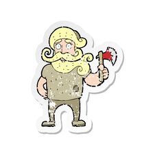 Free Retro Distressed Sticker Of A Cartoon Lumberjack With Axe Stock Photography - 257785532