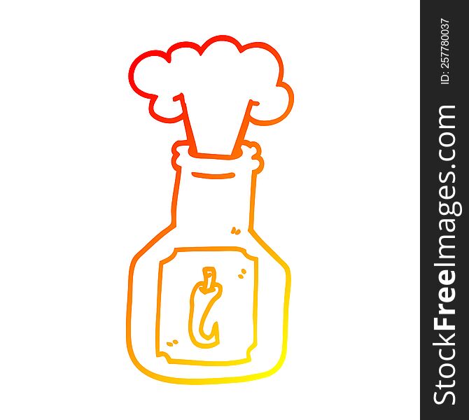 warm gradient line drawing of a cartoon hot chili sauce