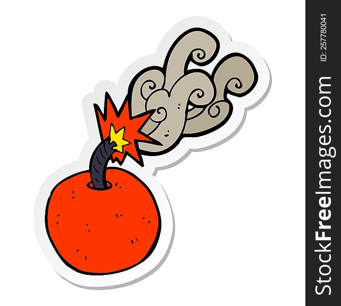 Sticker Of A Cartoon Burning Bomb