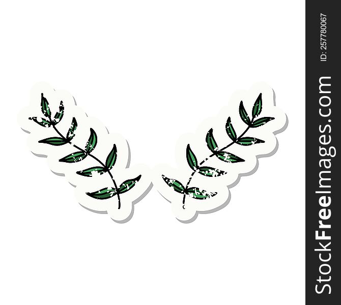 distressed sticker tattoo in traditional style of leaves. distressed sticker tattoo in traditional style of leaves