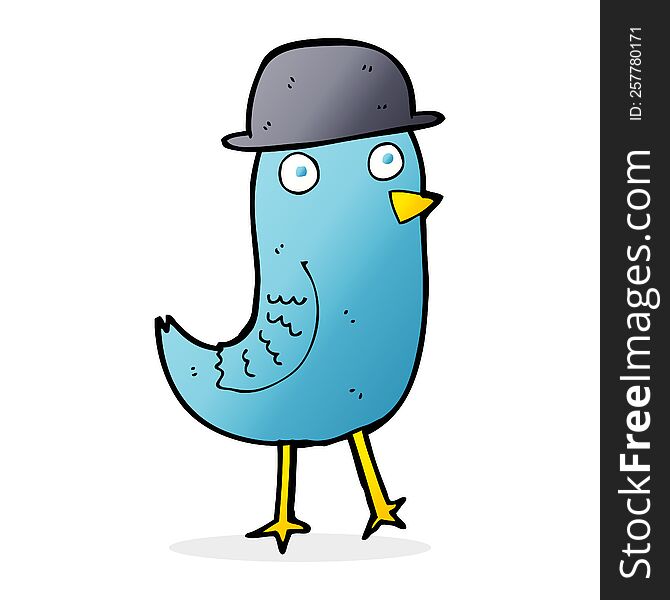 cartoon bluebird wearing hat