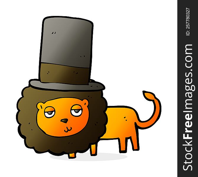 Cartoon Lion In Top Hat