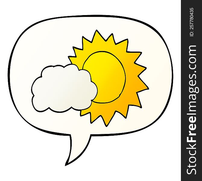 Cartoon Weather And Speech Bubble In Smooth Gradient Style