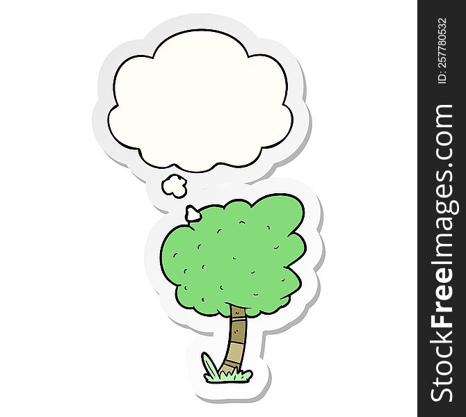 Cartoon Tree And Thought Bubble As A Printed Sticker