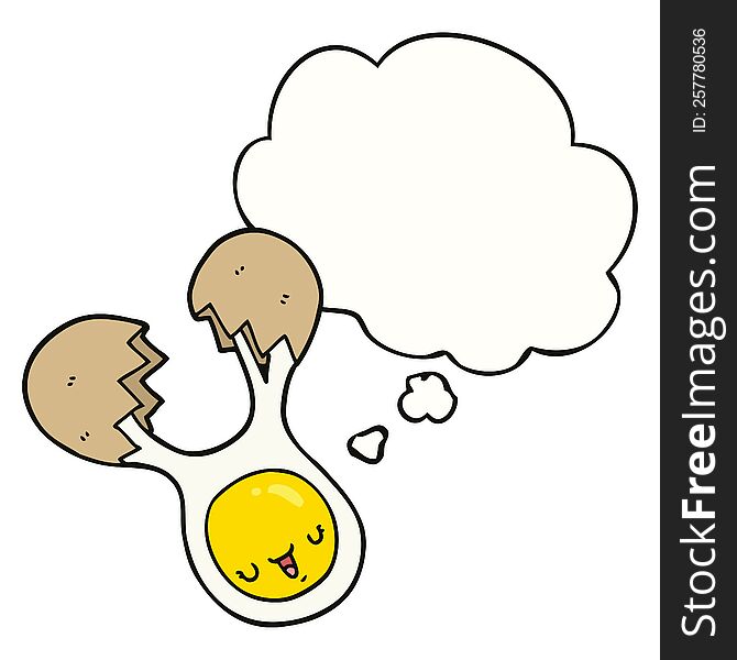 cartoon cracked egg with thought bubble. cartoon cracked egg with thought bubble