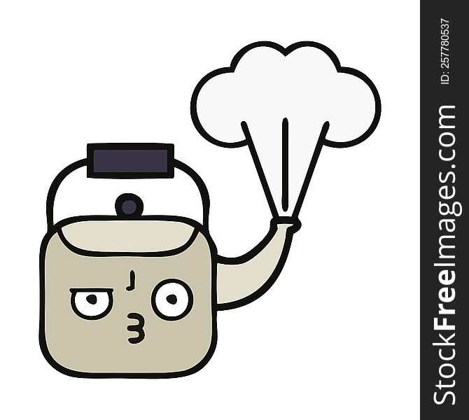 cute cartoon of a steaming kettle. cute cartoon of a steaming kettle