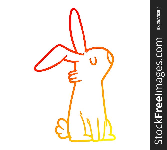 Warm Gradient Line Drawing Cartoon Rabbit