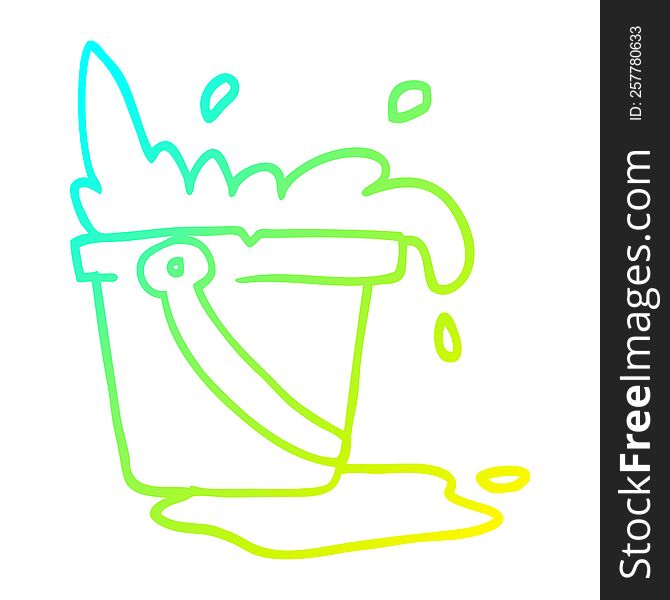 cold gradient line drawing cartoon water and bucket