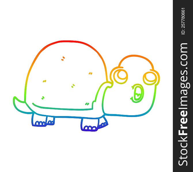 Rainbow Gradient Line Drawing Cartoon Shocked Turtle