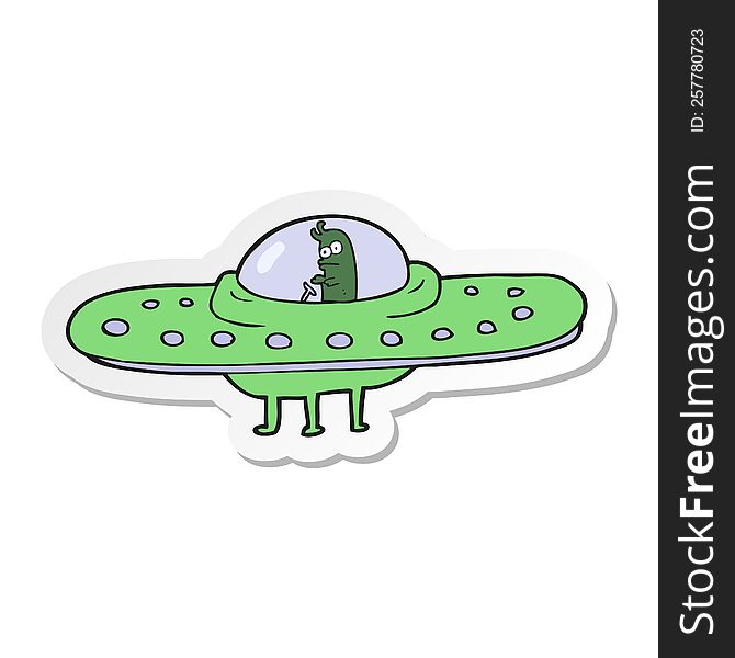 Sticker Of A Cartoon Ufo