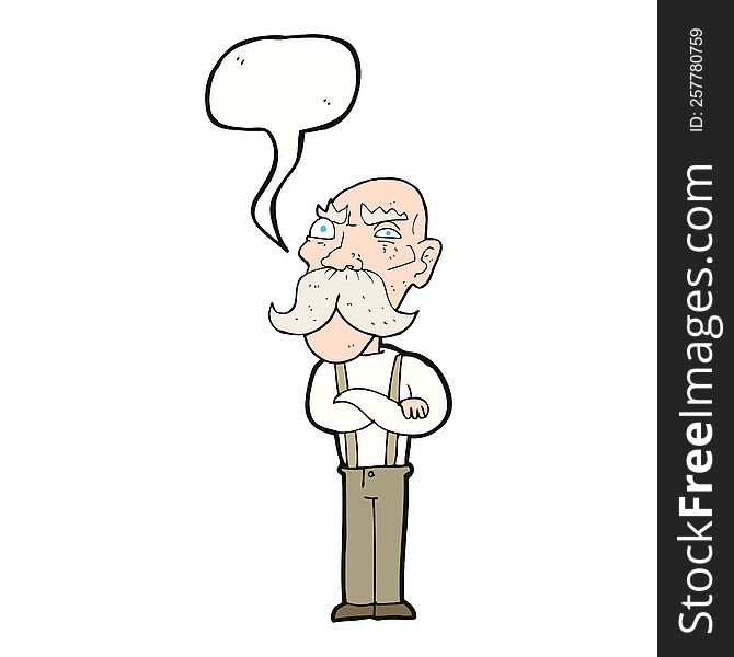 Cartoon Angry Old Man With Speech Bubble