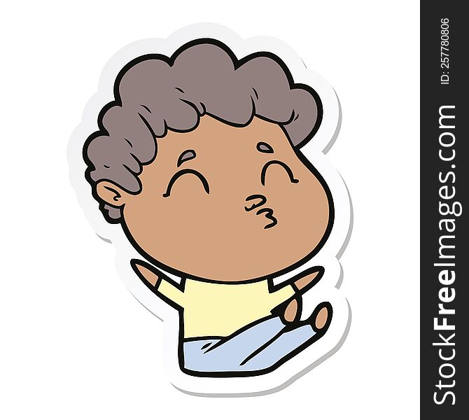 Sticker Of A Cartoon Man Pouting