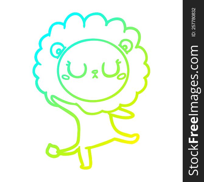 Cold Gradient Line Drawing Cartoon Lion Dancing