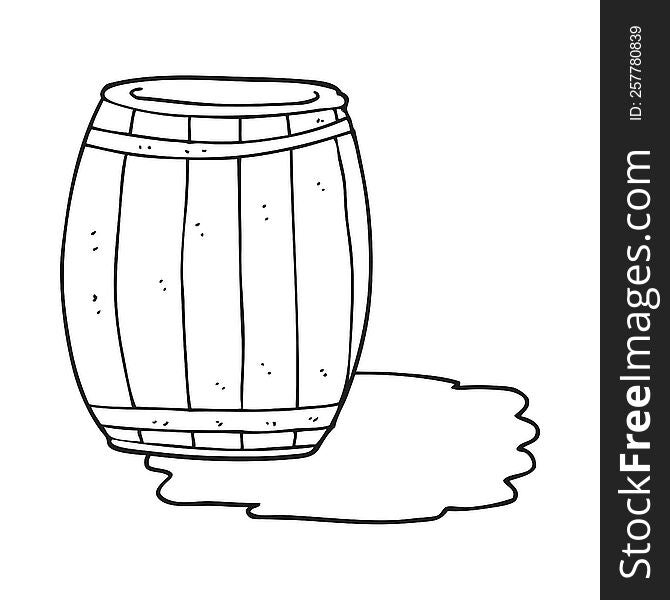 Black And White Cartoon Barrel Of Beer