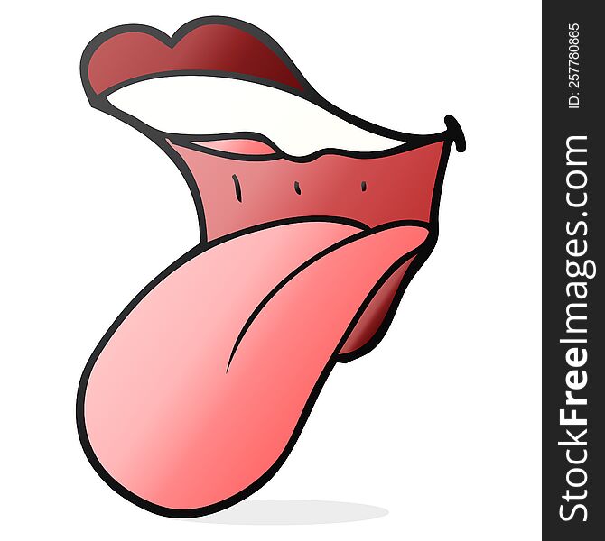freehand drawn cartoon mouth sticking out tongue