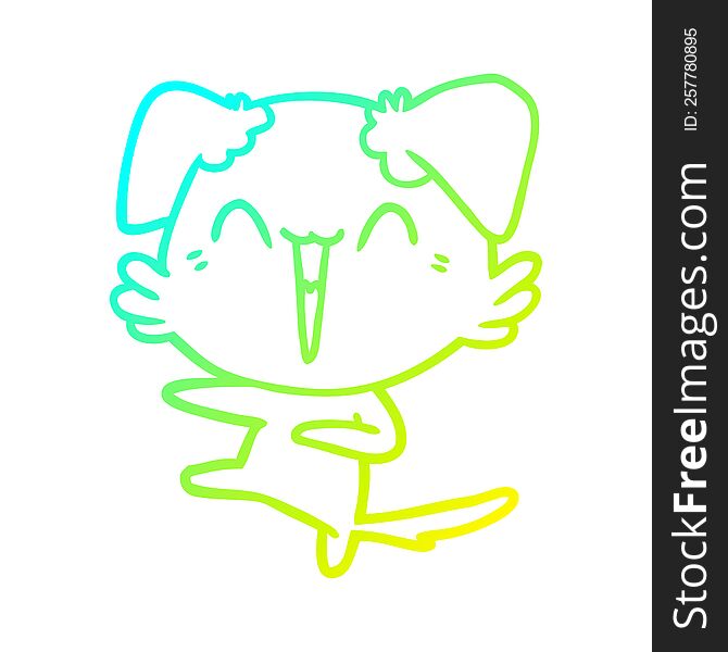 Cold Gradient Line Drawing Happy Dancing Dog Cartoon