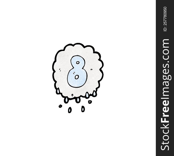 Cartoon Rain Cloud With Number Eight