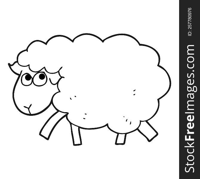 Black And White Cartoon Sheep