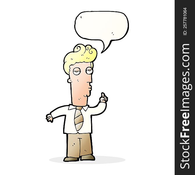 Cartoon Bored Man Asking Question With Speech Bubble