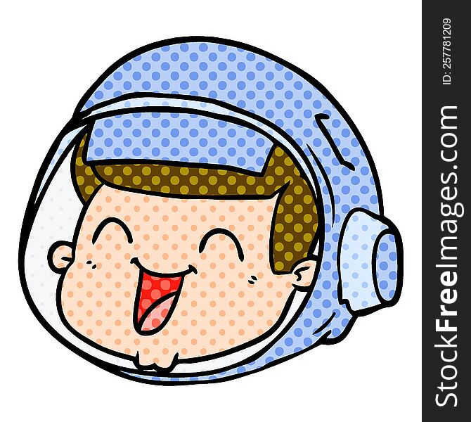 cartoon happy astronaut face. cartoon happy astronaut face