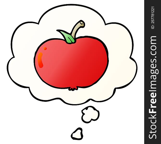Cartoon Apple And Thought Bubble In Smooth Gradient Style