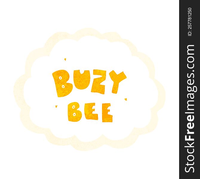 freehand retro cartoon buzy bee text symbol
