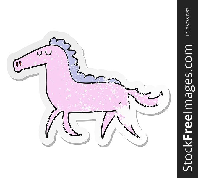 distressed sticker of a cartoon horse