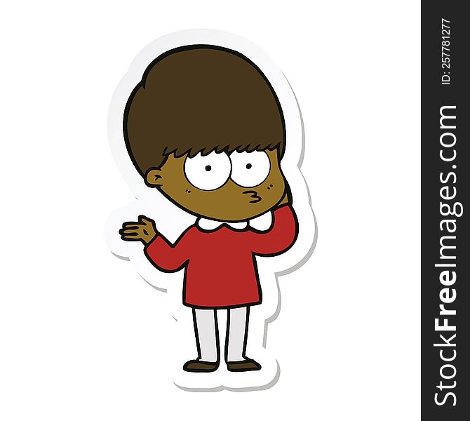 sticker of a curious cartoon boy