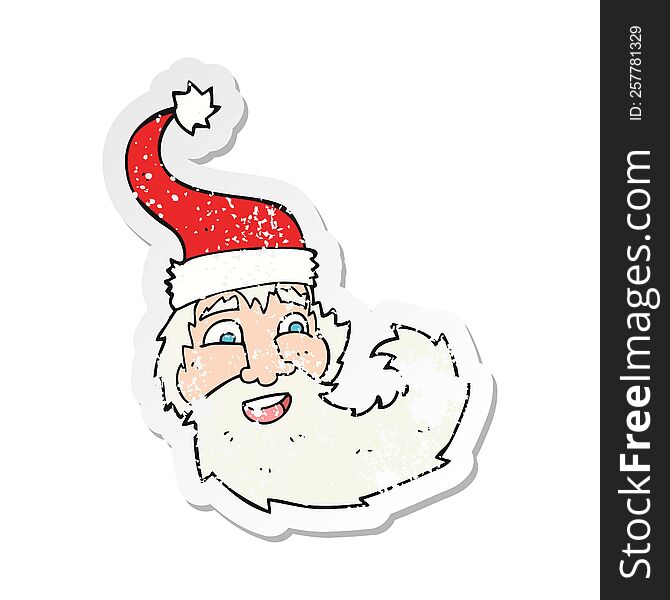 retro distressed sticker of a cartoon santa claus laughing