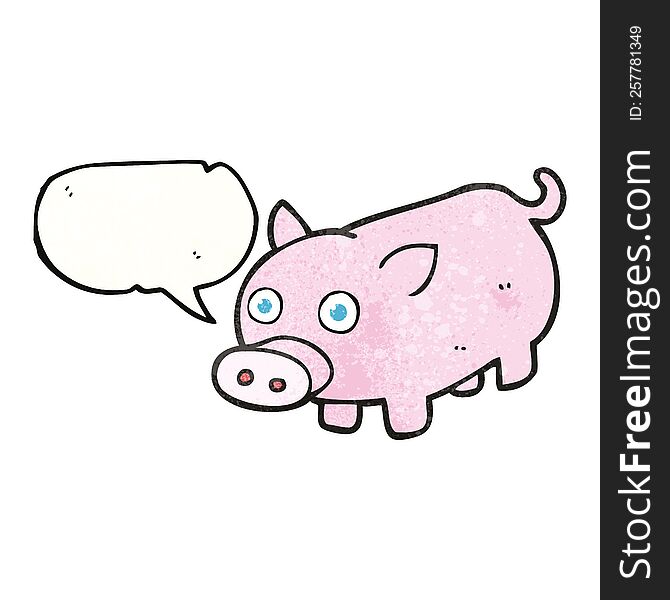freehand speech bubble textured cartoon piglet