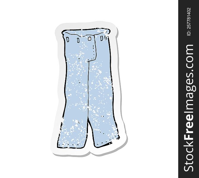 retro distressed sticker of a cartoon pair of jeans