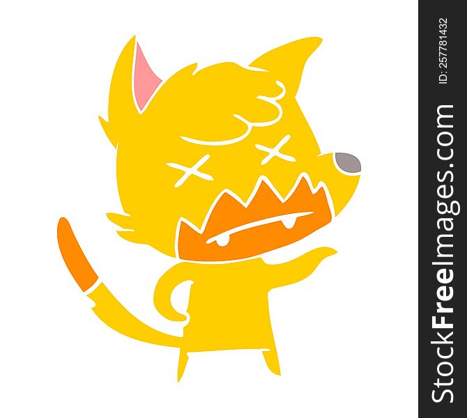 Dead Fox Flat Color Style Cartoon Character