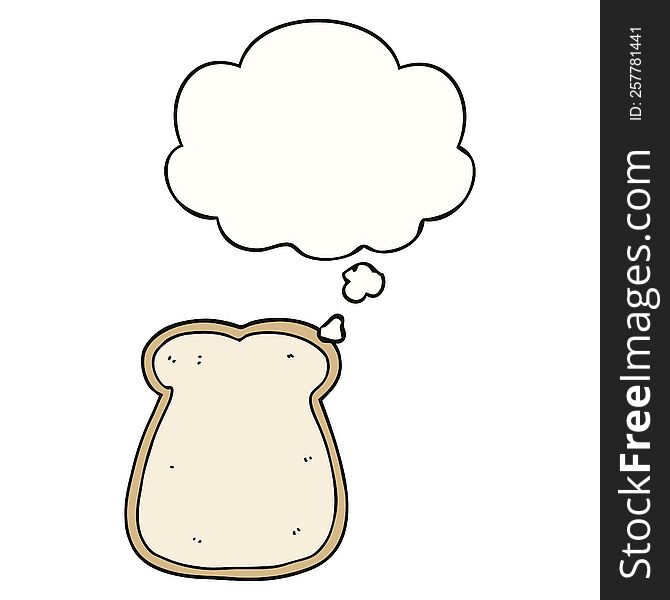 cartoon slice of bread with thought bubble. cartoon slice of bread with thought bubble