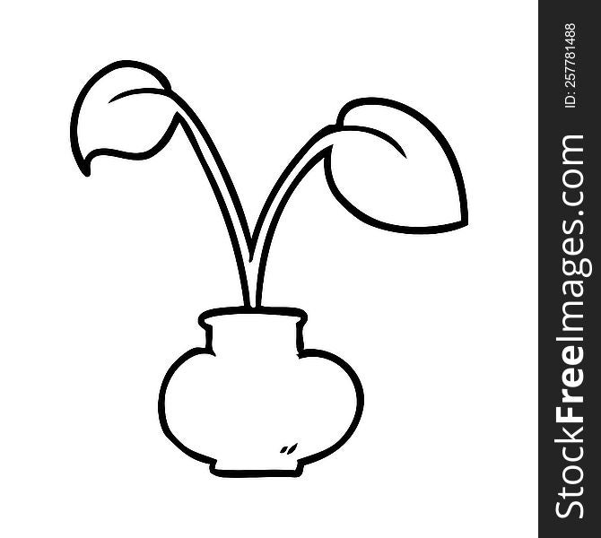 line drawing of a house plant. line drawing of a house plant
