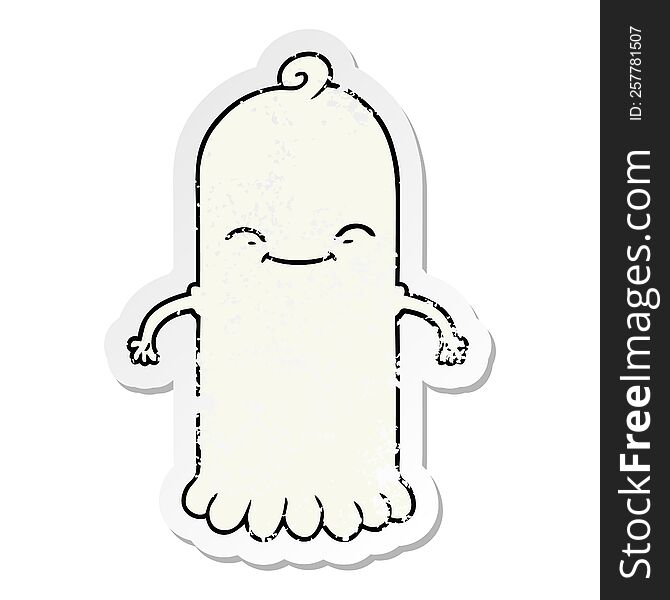 Distressed Sticker Of A Cartoon Ghost