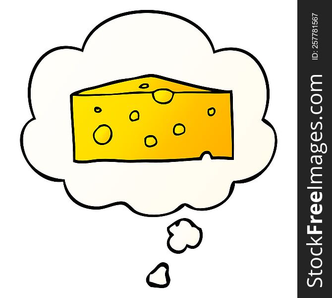 Cartoon Cheese And Thought Bubble In Smooth Gradient Style