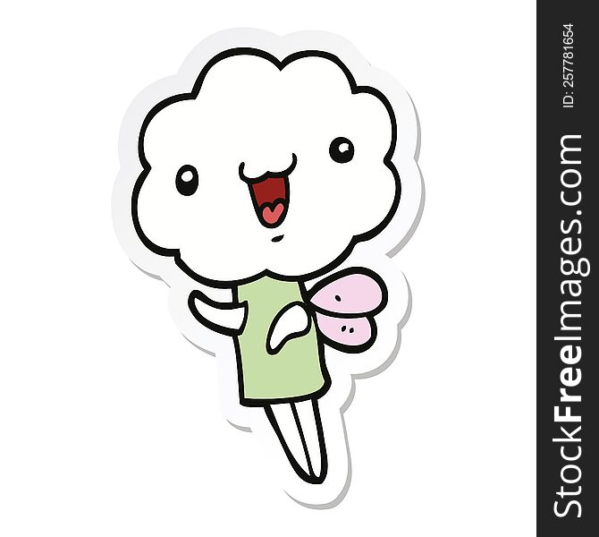 Sticker Of A Cute Cartoon Cloud Head Creature
