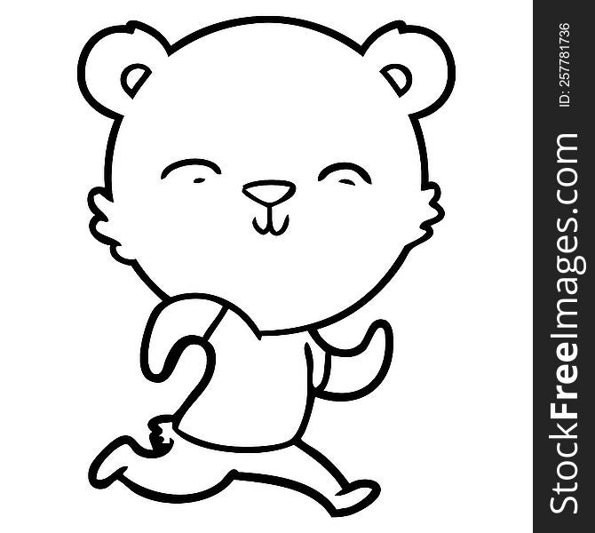 happy cartoon bear jogging. happy cartoon bear jogging